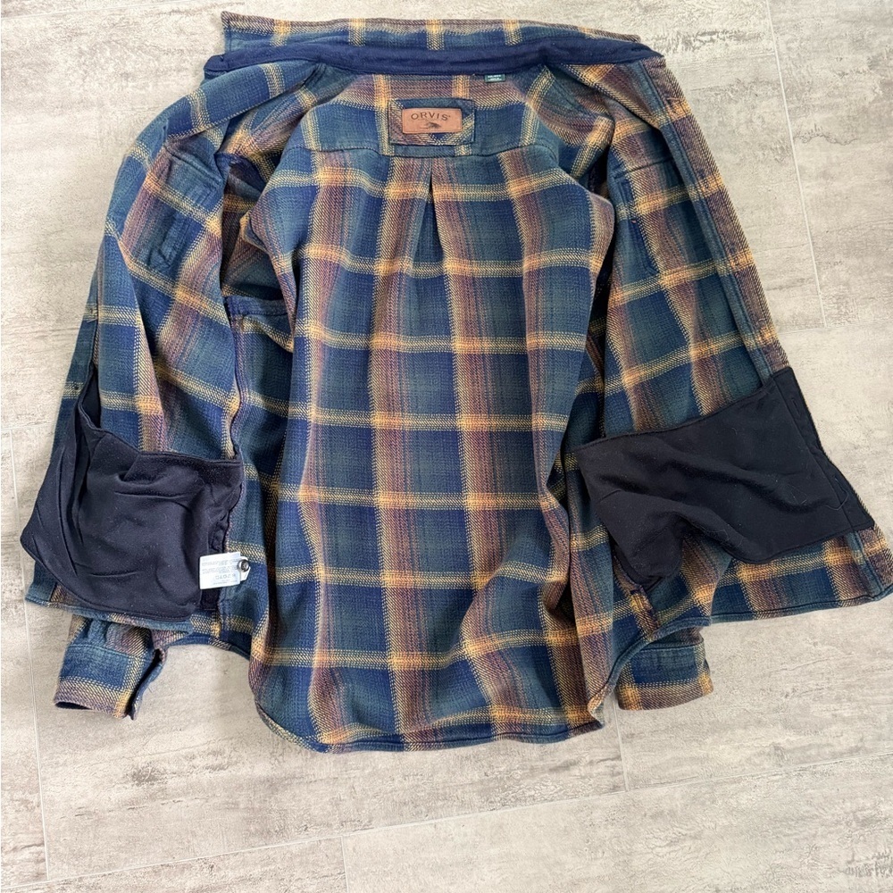 Men's Blue Yellow Plaid Flannel Long Sleeve Button Up Shirt Casual Outdoor - Picture 4 of 16